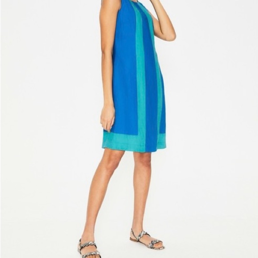 Boden Blue and Green Linen Dress